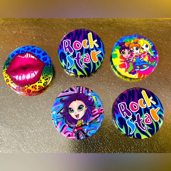Lisa Frank Other - LISA FRANK VITAGE 90s HOT TOPIC METAL BUTTONS SET OF 5